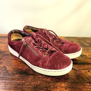 Born Suede Leather Side-Zip Sneakers - Women's size 8.5